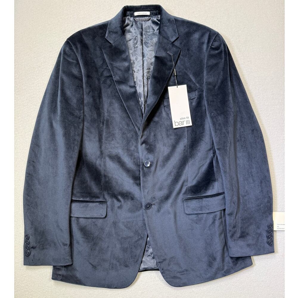 Bar III Men's Slim-Fit Velvet Sport Coat Navy 42L $295